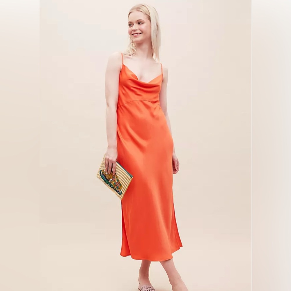 Anthropologie Elyse Slip Dress - Orange - Size Medium